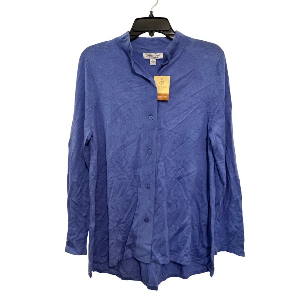 Coldwater Creek Womens Blue Silk & Cashmere Button-Up Cardigan S